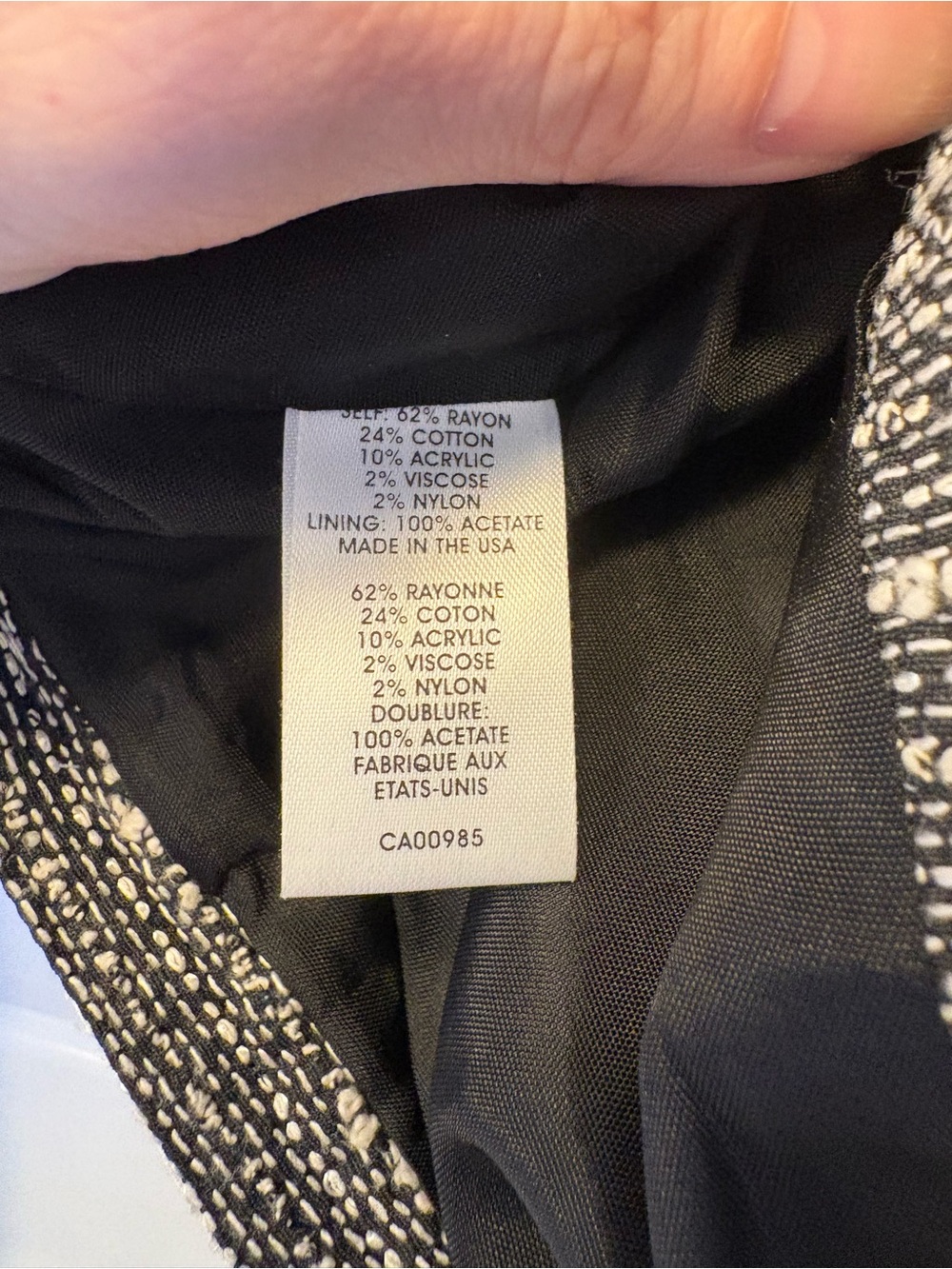 Nanette Lepore Black, White & Gray Tweed Cropped Jacket with Scallop Trim - Picture 6 of 6